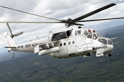 Helikopter NZ podczas patrolu powietrznego nad Liberią, 16 września 2008 r.
