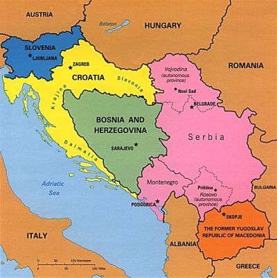 mapa Byłej Jugosławii